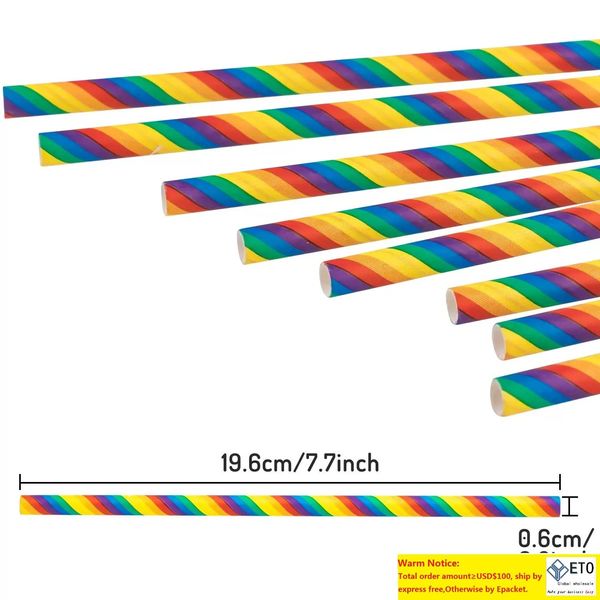 500PCS Cannucce di carta arcobaleno Cannucce di carta biodegradabili per succhi Frullati Rifornimenti del partito Decorazioni Matrimonio di compleanno