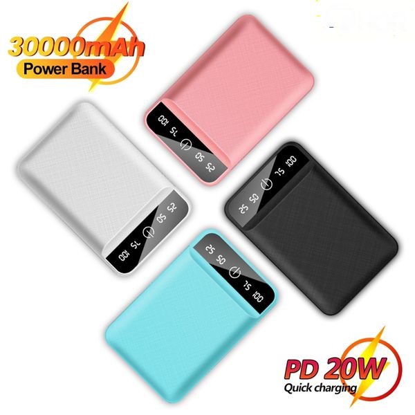 10000mAh Mini Portable Power Bank Небольшой карман с цифровым дисплеем Внешняя батарея Подходит для IPhone Xiaomi