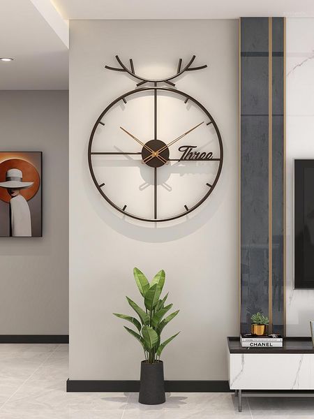 Wanduhren Nordic Moderne Uhr Wohnzimmer Einfache Kreative Stille Metall Luxus Mode Kunst Mechanismus Reloj Pared Wohnkultur