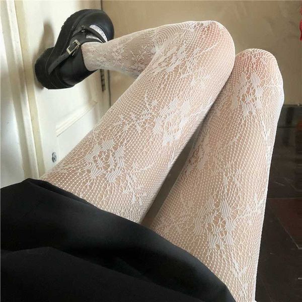 calze di seta pizzo sexy calze a rete bianca calze a rete sexy da donna collant Lolita collant stampati kawaii leggings gotici neri estivi
