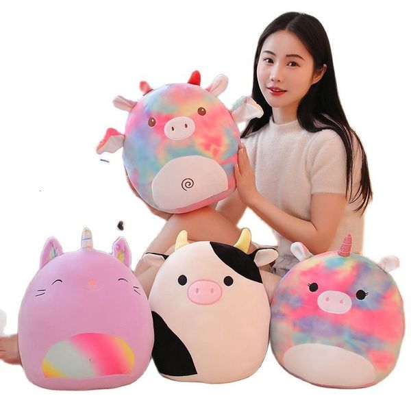 Plüschpuppen, 35 cm, süßes, weiches, fettes Einhorn, Dinosaurier, Schwein, Rinder, Plüschtiere, gefülltes Büro, Nickerchen, Schlafkissen, Geschenk, Puppe für Kinder, Mädchen, 230307