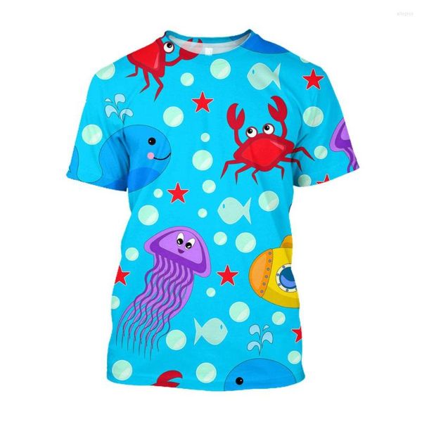 Мужские рубашки T Jumeast 3D океан животные крабовые рубашка мультфильм негабаритные модные футболки для мужчин повседневная уличная одежда