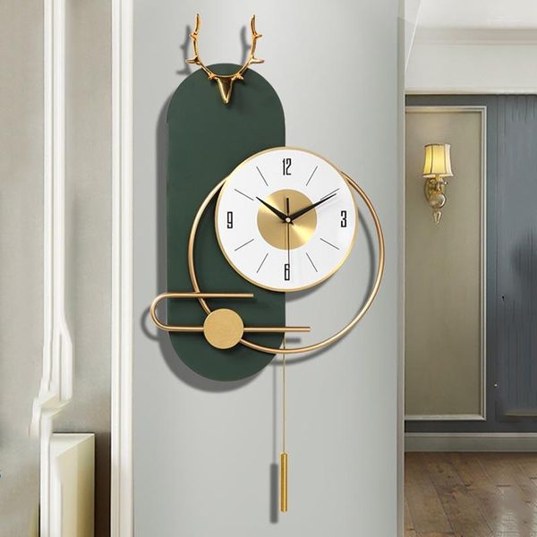 Orologi da parete Orologio di lusso di grandi dimensioni Camera da letto elegante Metallo Design nordico Pendolo Chic Art Relogio De Parede Home Decor