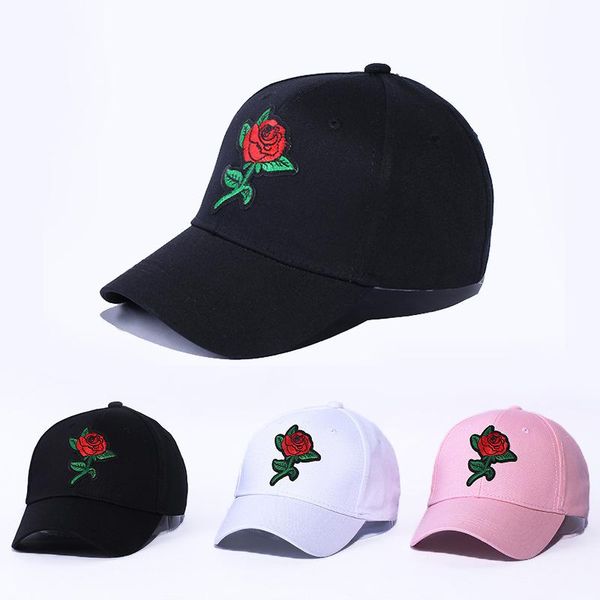 Caps de bola Bordado de verão Rose Baseball Cap homem Mulher moda ao ar livre chapéu de sol ajustável algodão casual snapback Capsball