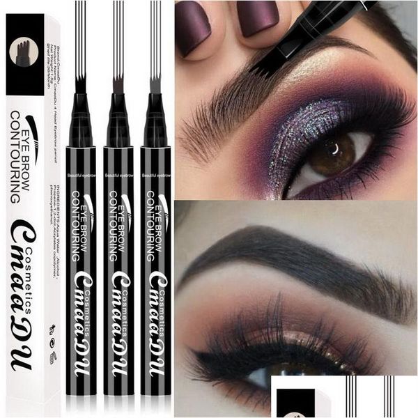 Augenbrauenverstärker Cmaadu Verschiedene Formen Quad-Gabel-Bleistift Großhandel 3-Farben-Augenbrauenstift Wasserdicht Langlebige Make-up-Stifte Drop Deli Dhdq0