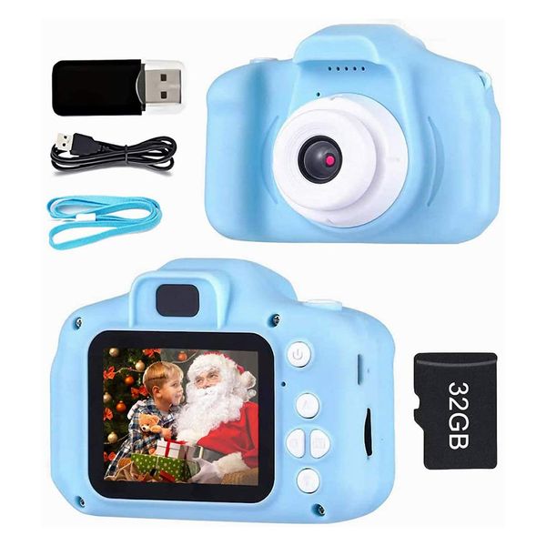 Игрушечные камеры детская цифровая камера 1080p Мини -видеокамера Двойной линз 2 -дюймовый сенсорный экран Пография О. Образовательная игрушка для детей подарка на день рождения 230307