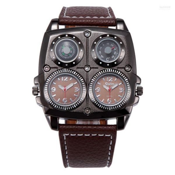 Orologi da polso 2023 Est Orologi da uomo Pelle di alta qualità di marca Double Japan Movt Military Army Sport Orologio al quarzo Montres De Marque Luxe Hect