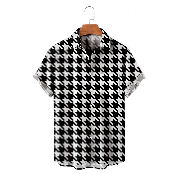 Herren lässige Hemden Houndstooth Flags Drucken übergroßer T -Shirt Weibliche Kleidung Harajuku Vintage Shirt Tops Männer Kurzarm Ästhetik 230306