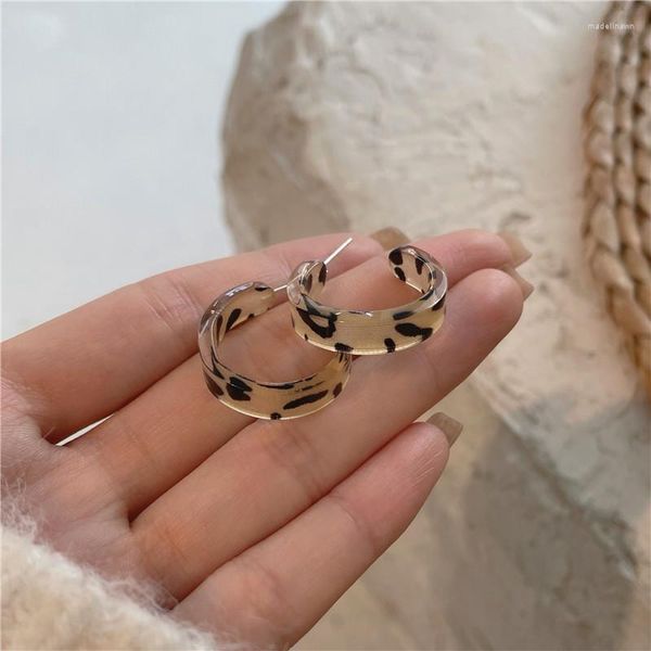 Brincos de garanhão S925 agulha bohemia geométrica C Resina Leopard Grãos Para Mulher Moda Vintage Joking Jewelry Gifts