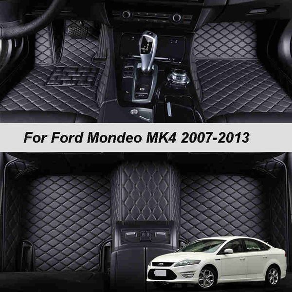 Maßgeschneiderte Leder-Auto-Fußmatten für Ford Mondeo MK4 2007 2008 2009 2010 2011 2012 2013 Teppiche Fußpolster Zubehör R230307