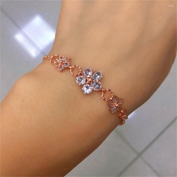 Charme Armbänder Nette Mode Strass Blume Armband Für Frau Einstellbare Armband Link Kette Armreif Schmuck Geburtstag Geschenk