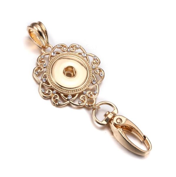 Ключевые кольца noosa snap -кнопка ювелирные украшения Beautif Gold Chains Crystal 18 -миллиметровые клавиши Keyring Lanyard для женщин Drop Deliver Dhlq3