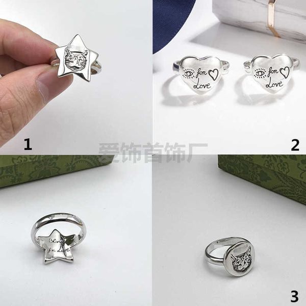 2023 Novas jóias de moda de alta qualidade de luxo para a série Fearless Kitten Round Round Cinco Star Trend Masculino e Feminino Am Looks Ring Ring