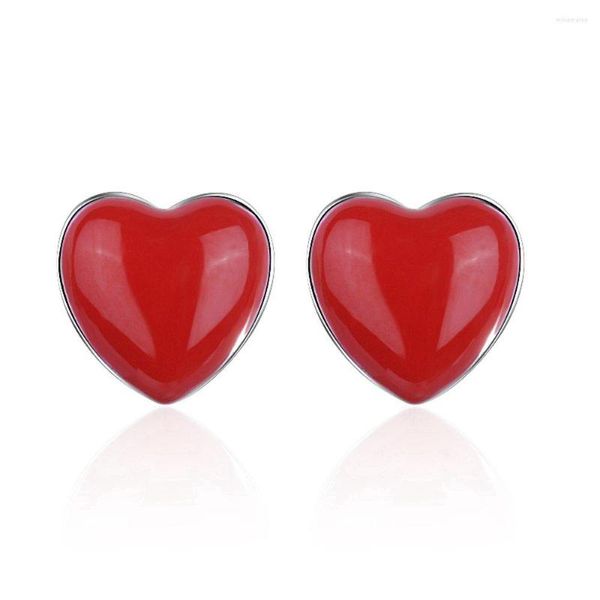 Brincos de garanhão de alta qualidade Coração vermelho para mulheres Design de moda de jóias de garotas