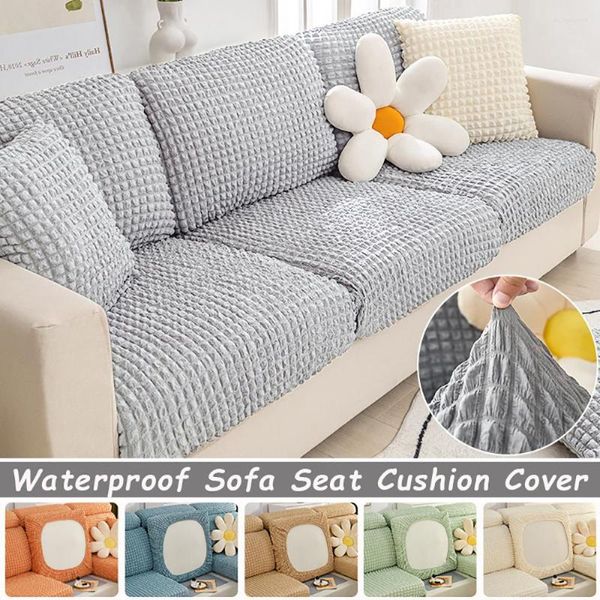 Stuhlhussen Elastischer Seersucker Sofa Sitzkissenbezug für Wohnzimmer Plaid Solid Stretch Jacquard Sessel Schonbezug