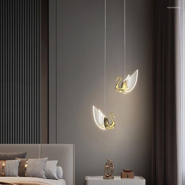 Lampade a sospensione Nordic Ospite Luci degli ospiti Dining Room Lampadside Swan Baning Bar Living Lampe Fishtures Decor Home