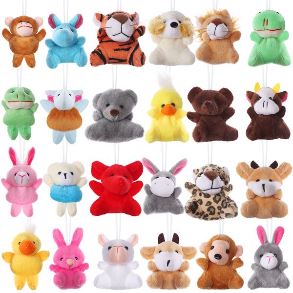 Bambole di peluche 24 pz / set Mini animale peluche set carino piccolo animale di pezza portachiavi orso coniglio bambola giocattolo ciondolo borsa portachiavi auto per bambini 230307