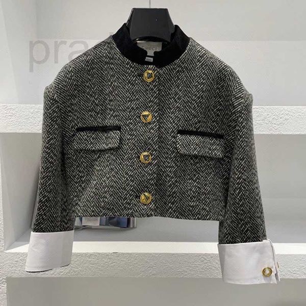 Damenblusen, Hemden, Designer, Vorfrühling, neuer französischer Tweed, klein, duftende Reitkleidung, modisch und vielseitig, thermisches Design, Sinn für Stehkragen, kurz