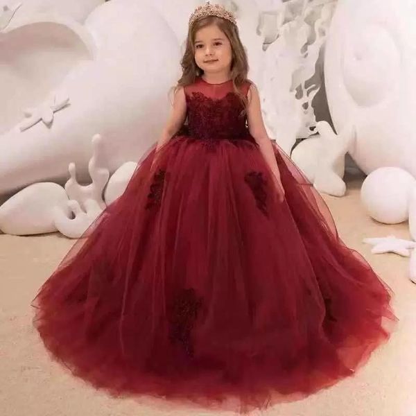 Festzugskleider für Mädchen, rot, ärmellos, Blumenmädchenkleider, weiß, elfenbeinfarben, Champagner, Kinder-Ballkleider, Hochzeitskleid, rückenfreies Blumenkleid