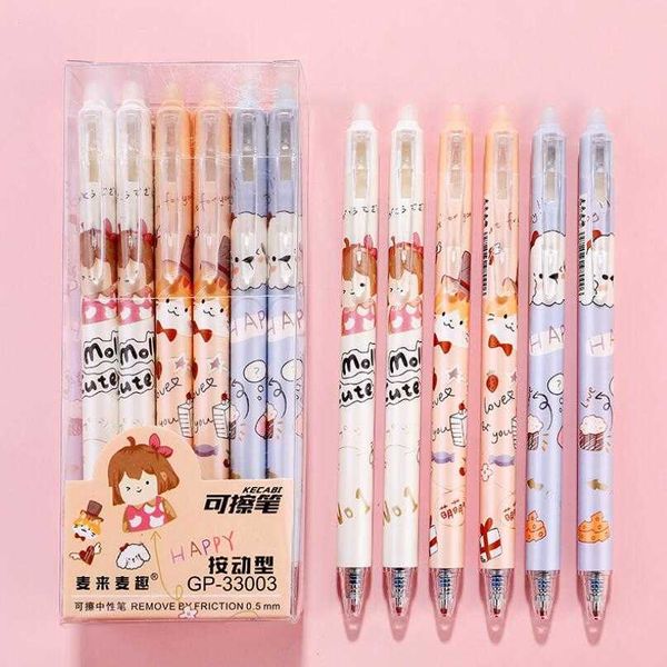 Penne gel 3 pz / lotto Animali Kawaii Ragazze carine Cartone animato Meccanico Penna a inchiostro gel cancellabile Scuola Ufficio Scrittura Forniture Articoli di cancelleria Premi regalo J230306