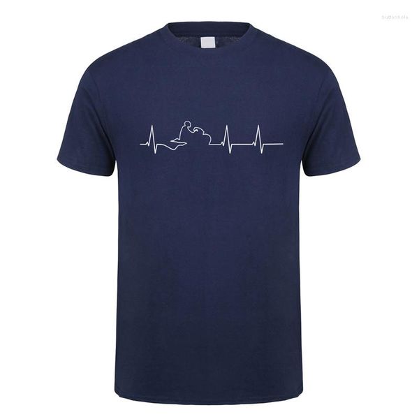 Camisetas de camisetas masculinas camisa de batida cardíaca Moda O-Golaco de Monga curta Camiseta de motocicleta de algodão masculino Tops TM-022