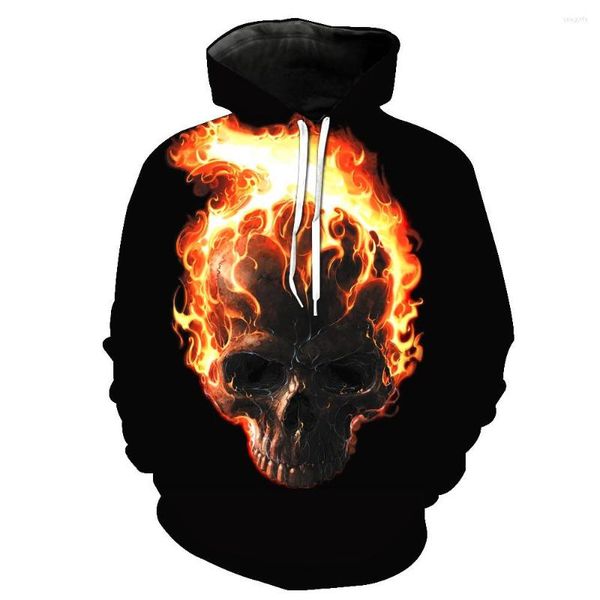 Moletons masculinos homens e mulheres Red Flame Skull Capuz de moletom Creative Clothing Creative Inverno Inverno de alta qualidade