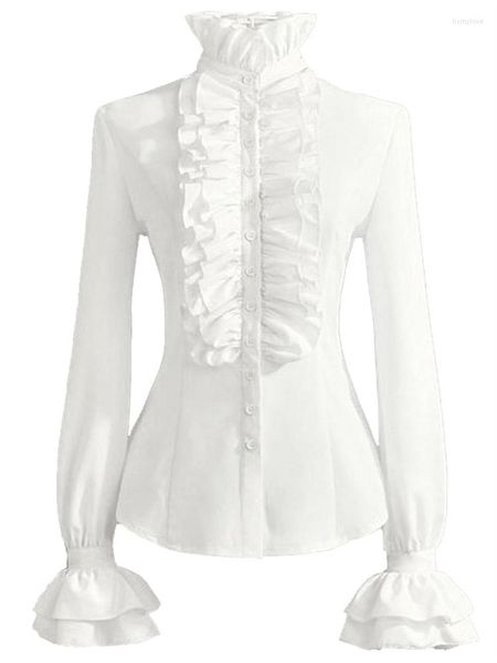 Kadınlar Blouses 2023 Gotik Vintage Kadın Pileli Gömlek Harajuku Retro Ortaçağ Giyim Steampunk Victoria Casual Tops