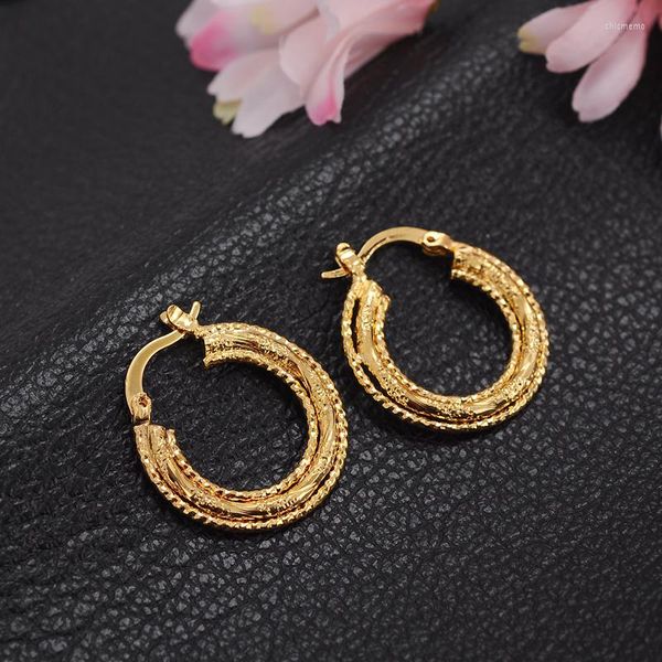 Brincos de argola Jóias de moda Rodada geométrica para mulheres Gold africano Dubai Índia Etiópia TworeDearring Girls Gifts Gifts