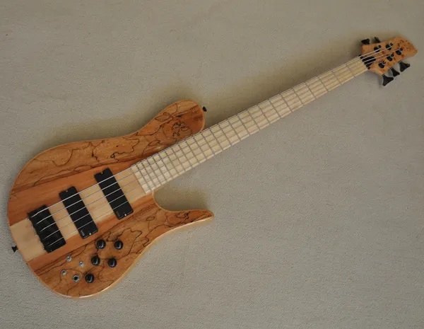 5 Strings Neck-thru-Body Original Bass Guitar com hardware preto, pode ser personalizado