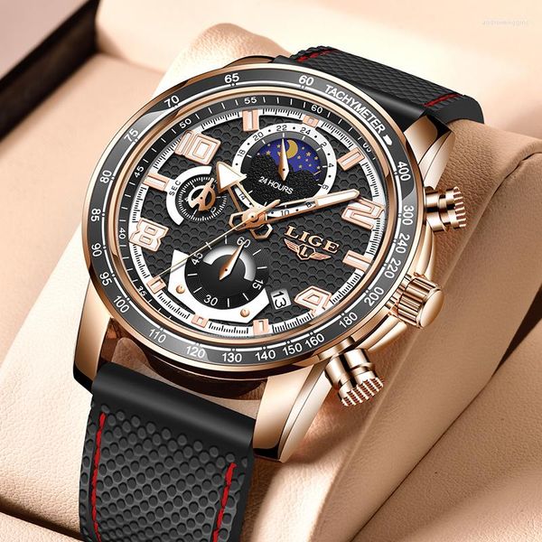 Armbanduhren Relogio Masculino LIGE Armbanduhr Für Männer Luxus Wasserdichte Sport Uhren Erkek Kol Saati Mond Männliche Uhr Uhren Herren