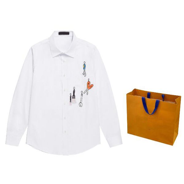 Мужчина-дизайнерский футболка 23ss Paris Multi-Tools Embroidery Scissor Hammer Инструмент с длинным рукавом хлопковые женщины черный белый m-2xl