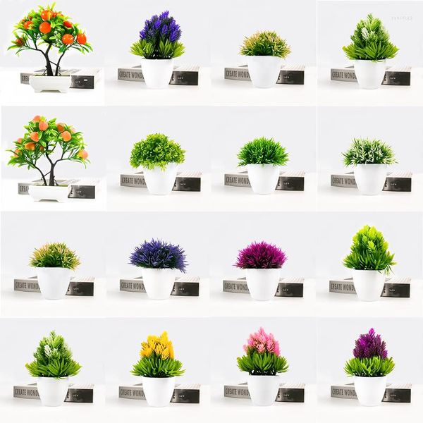 Dekoratif çiçekler 1pc sahte saksı bitkileri yapay yeşil bonsai küçük ağaç potu ev bahçe ofis masa odası dekorasyon süsleri