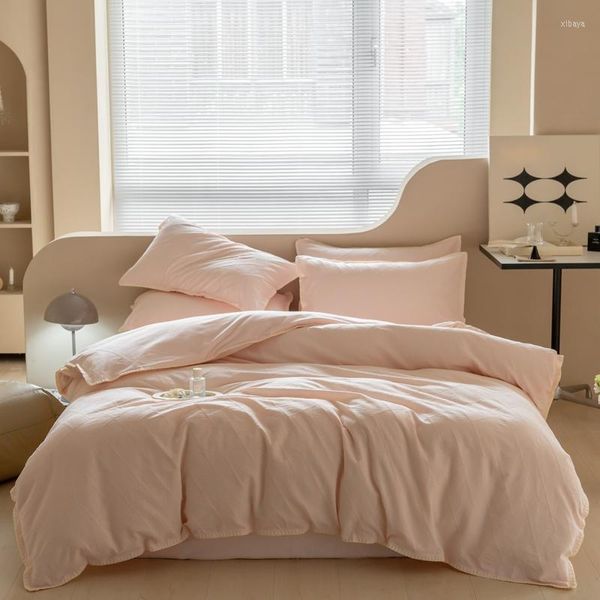 Bettwäsche-Sets aus hochwertiger Baumwolle, Bettbezug, einfarbig, Bett, Einzelbett, Doppelbett, King-Size-Bettdecke