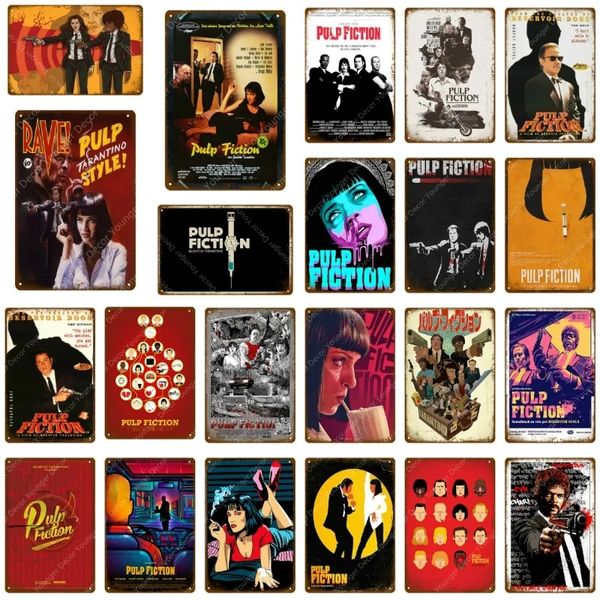 Pintura de arte vintage Classic Movie Pulp Fiction Posters Retro Wall Sticker Bar Pub Cafe Decoração de casa Pintura de parede Placa vintage Sinais de metal tamanho 30x20cm W02