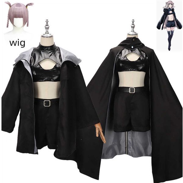 Anime Kostüme Anime Call of The Night Nanakusa Nazuna Vampir Cosplay Kommen Perücke Mantel Weste Cape Leder Socken Frau Sexy Karneval Party Anzug Z0301