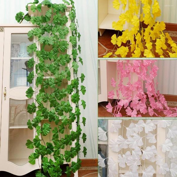 Flores decorativas 2.2m Moda pendurada plantas artificiais folhas falsas videira para decorações de festas de casamento diy