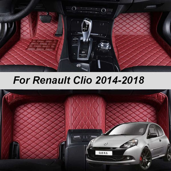 Teppiche Luxus-Leder-3D-Innenteile, individuelle Automatten mit Taschen, Bodenteppich, Teppiche für Renault Clio 3 2014 2015 2016, Zubehör R230307