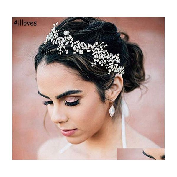 Başlıklar ışıltılı payetler gelinler için düğün partileri sier rhinestones headband kadın saç bandı headdress aksesuarları damla dhchd