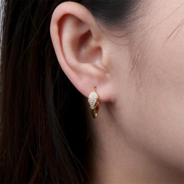 Creolen Vintage Golden Minimalist Schlangenform Hochwertiges vergoldetes Kupfer für Frauen 2023 Trend Zirkon Schmuck