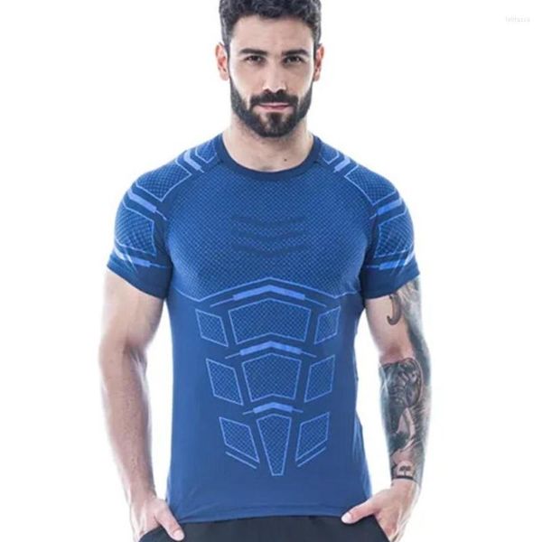 Heren T-shirts Compressie Sneldrogend T-shirt Heren Hardloopsport Nauwsluitende korte gym-fitnesstrainingtop