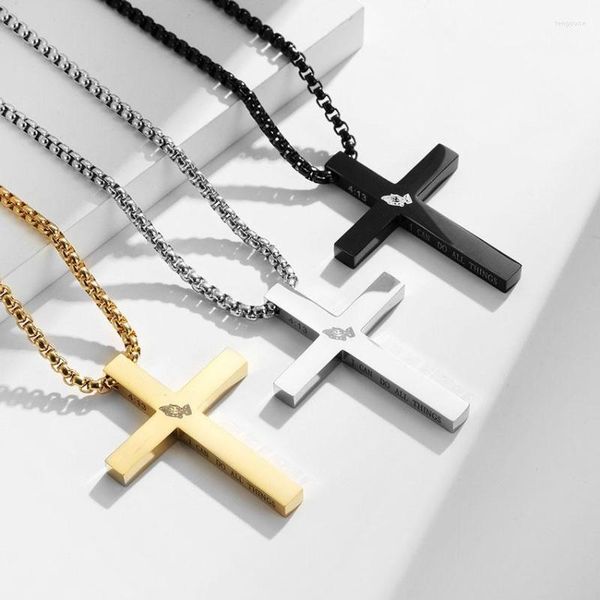 Colares pendentes Cruz de aço inoxidável Religioso Mãos Orando colar cristão Jewelry Jewelry Men Link Chain Hiphop Ankh