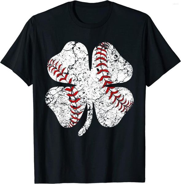 Herren T-Shirts Baseball St. Patricks Day Jungen Männer Catcher Pitcher Shamrock T-Shirt