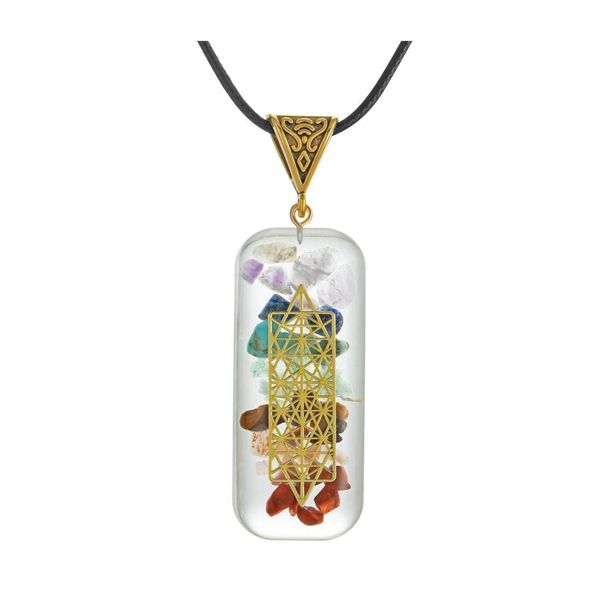 Collane con ciondolo 7 Chakra curativo Collana di cristallo orgonico Generatore di pietre energetiche Reiki Punto di purificazione del corpo emotivo con Adju Dhp9R