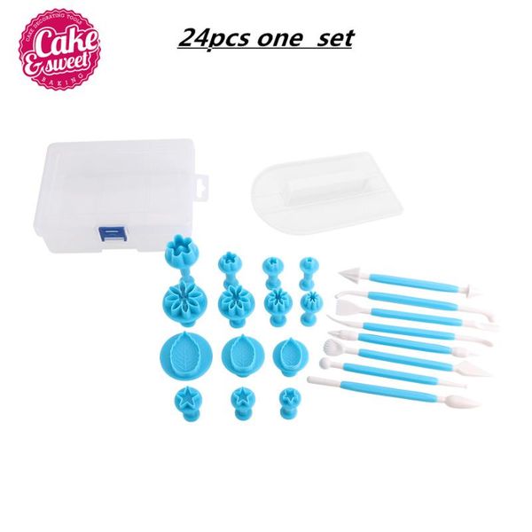 Ferramentas de bolo 24pcs/conjunto 8 padrões caneta de decoração de flores 14 fondant cutter cutter decoração de molde de modelagem