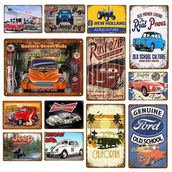 Retro Street Rods Targhe in metallo per auto decorative Poster in metallo vintage Pub Bar Club Garage Hotel casa Parete personalizzata Decor Art Painting Targa in metallo Dimensioni 30X20CM w02