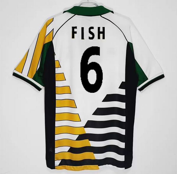 Top 1998 South Retro Futbol Formaları Ev Uzak Yeşil Sarı Vintage Futbol Gömlek 1994 Klasik Bartlett Fish Parker Joram Moshoeu Afrika Milli Takımı 94 98 Boyut S-XXL