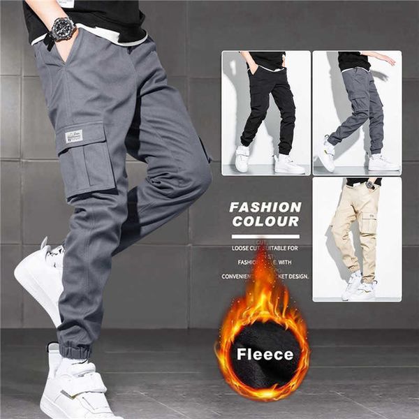 Men's Pants Hiver épais chaud polaire Cargo pantalon hommes 2023 nouveau Streetwear grande taille noir Joggers mâle décontracté thermique pantalon 3XL Men Pants Z0306