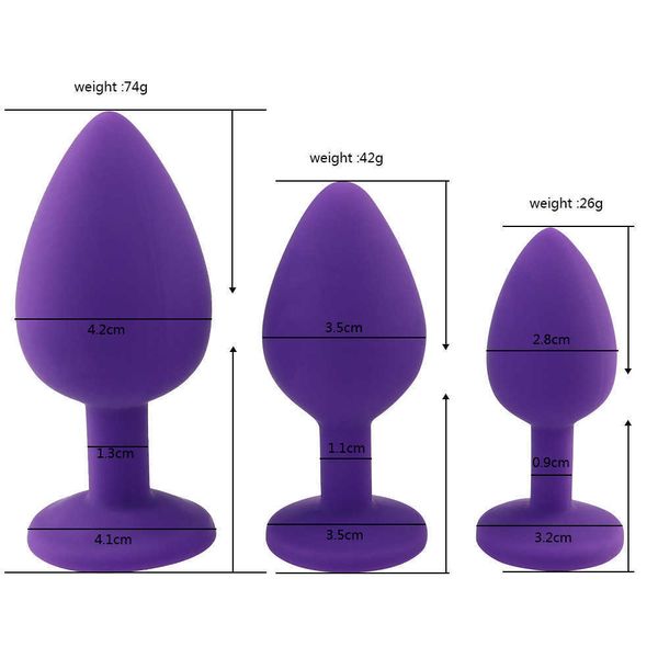 Brinquedos anal 3pcs/conjunto de silicone médico anal plug anus cristal plug plug plug massager adulto masculino sexo anal para homens gays l230306