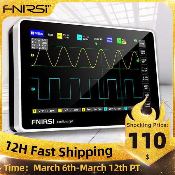 Цифровой планшетный осциллограф FNIRSI-1013D, двухканальный, полоса пропускания 100 м, частота дискретизации 1GS, мини-планшет, цифровой осциллограф