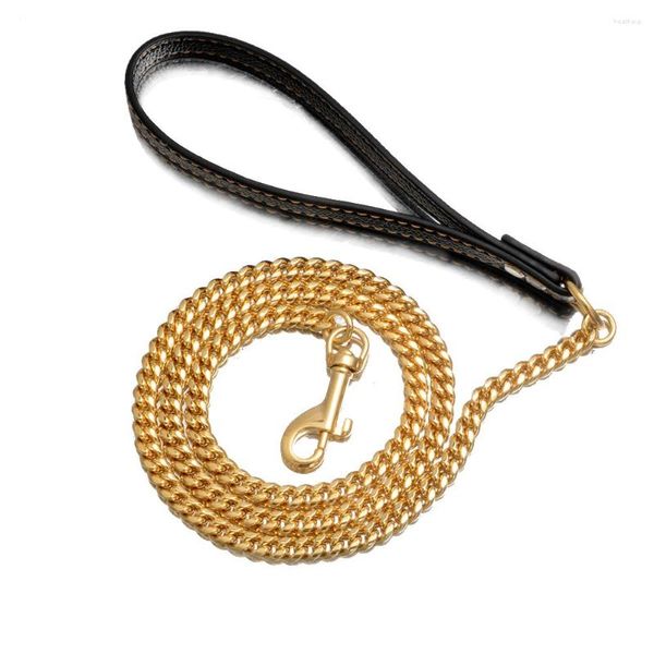 Catene Guinzaglio grande per cani in oro 10 mm Guinzagli per addestramento forte e solido in acciaio inossidabile Cuban Link Miami Chain Pet